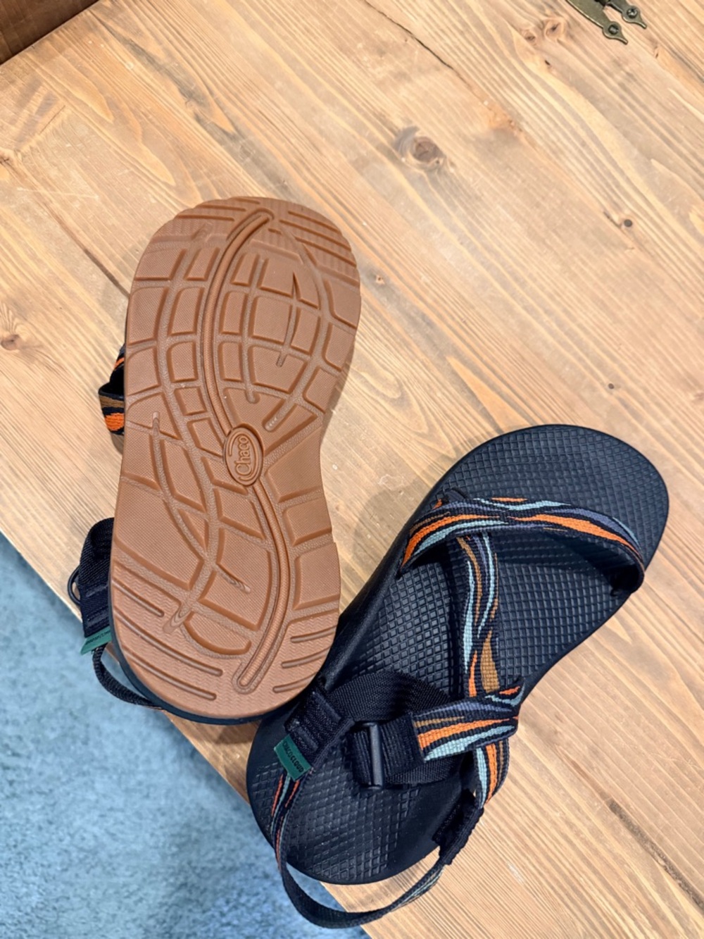 Chaco Women's Sandals - Black with Orange and Green Straps - Picture 11 of 12